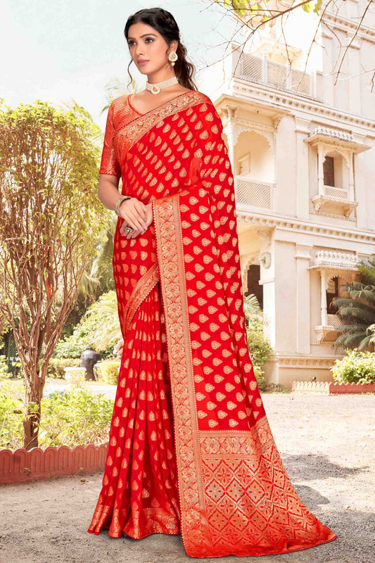 Red Colour Soft Silk Designer Saree