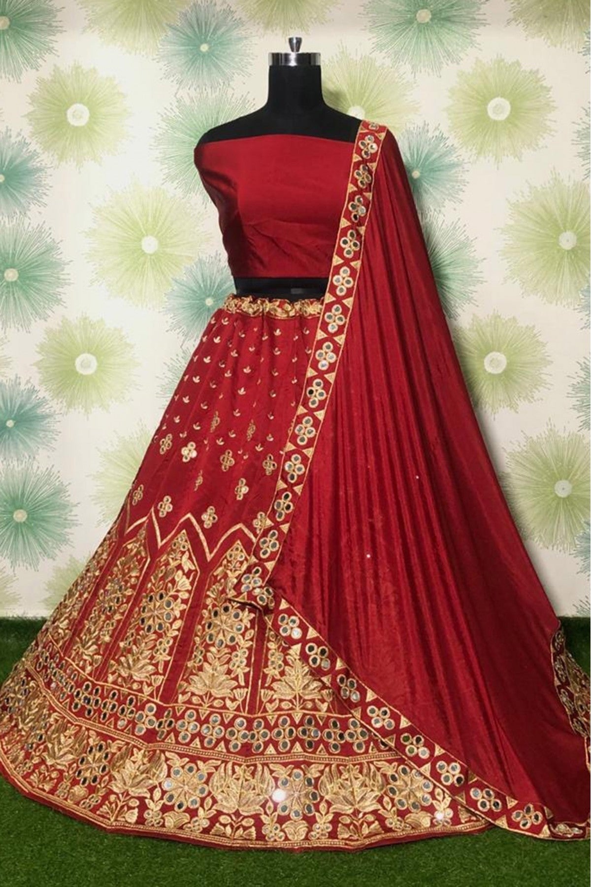 Red Colour Taffeta Silk Lehenga Choli