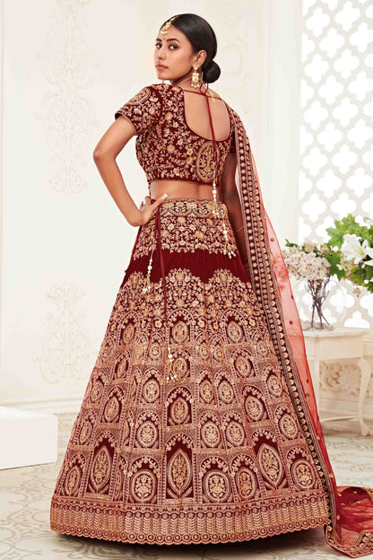 Red Velvet Designer Lehenga Choli