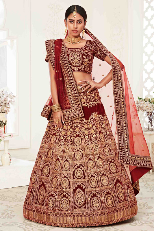 Red Velvet Designer Lehenga Choli