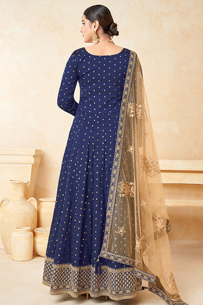 Royal Blue Colour Taffeta Silk Anarkali Suit