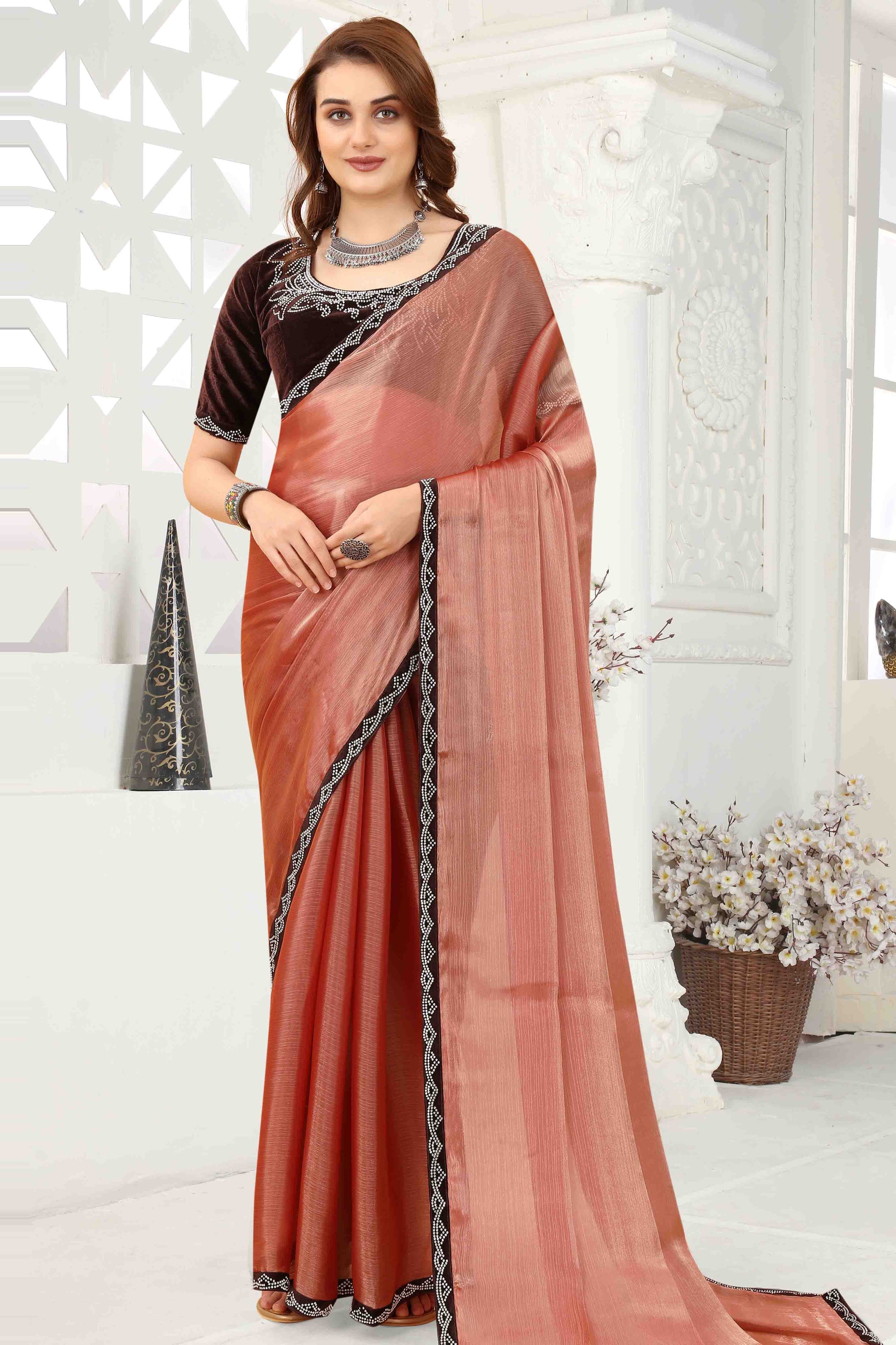 Rust Colour Jimmy Choo Crush Designer Saree