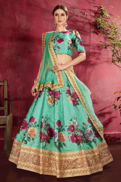 Sea Green Banglori Silk Designer Lehenga Choli