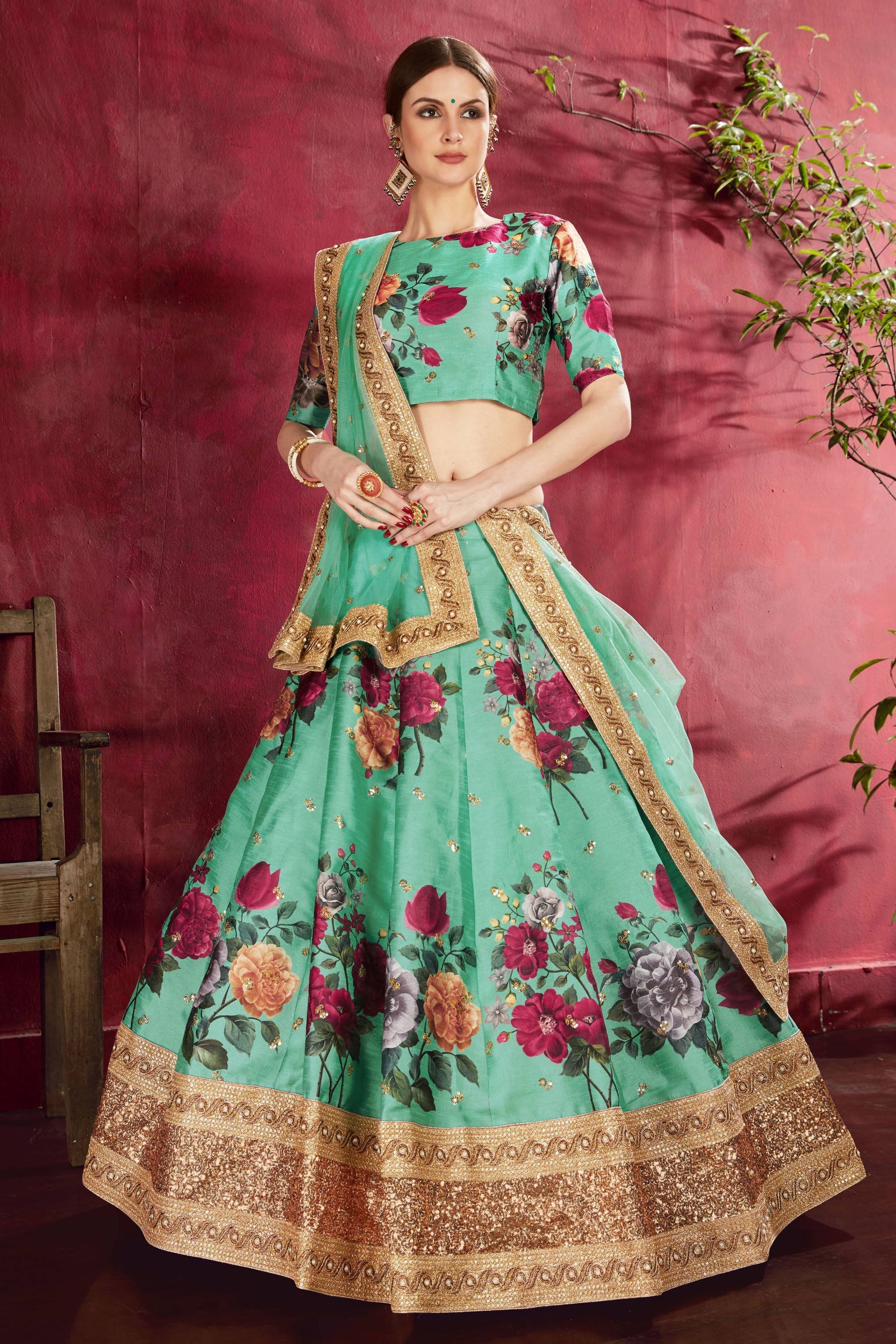 Sea Green Banglori Silk Designer Lehenga Choli