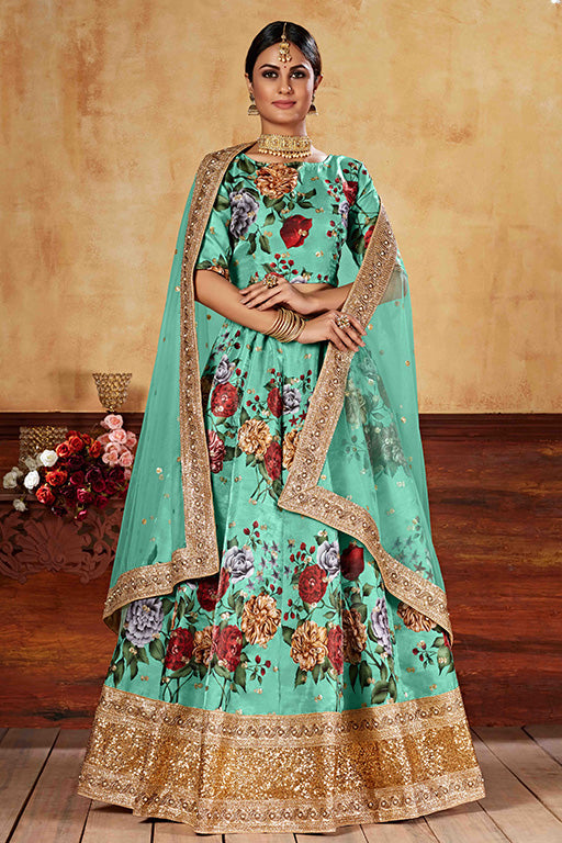 Sea Green Colour Art Silk Designer Lehenga Choli