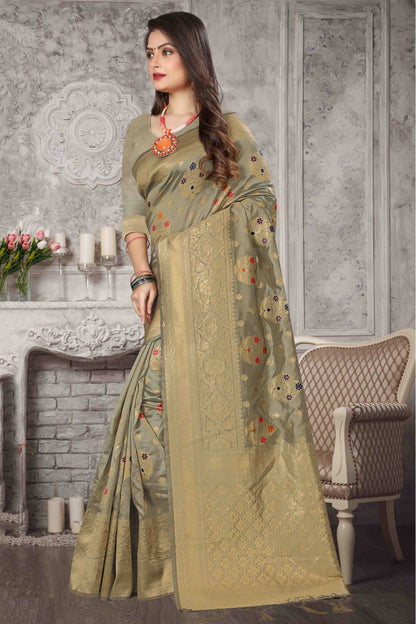 Sea Green Colour Banarasi Art Silk Traditional Saree