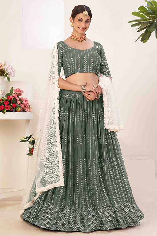 Sea Green Colour Georgette Designer Lehenga Choli