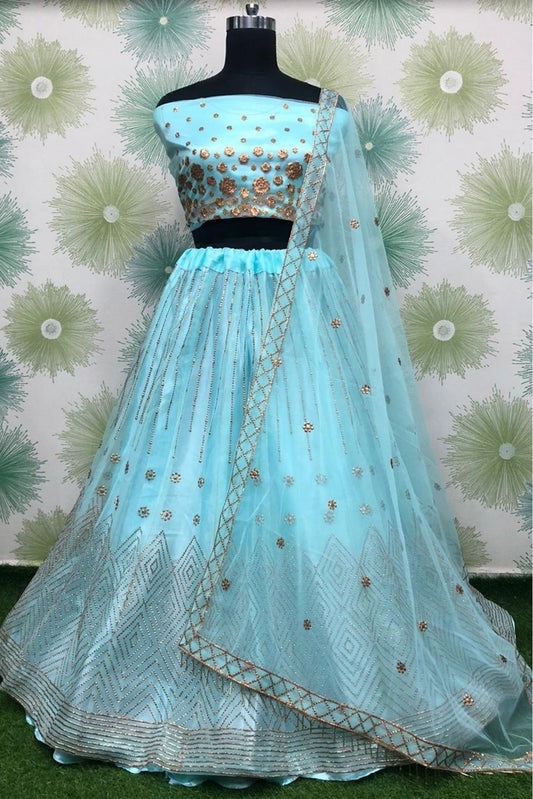 Sky Blue Colour Net Lehenga Choli