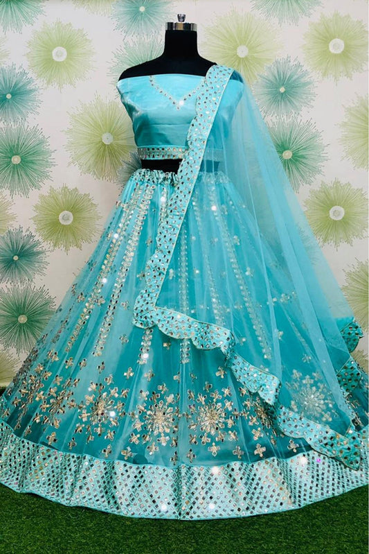 Sky Blue Colour Net Lehenga Choli