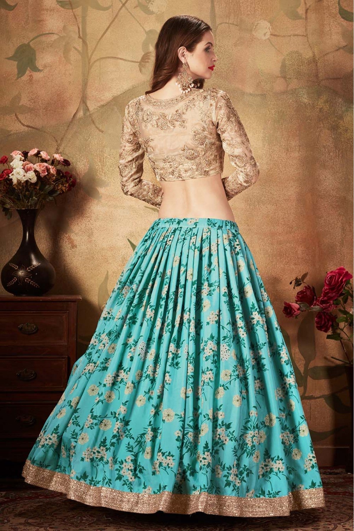 Sky Blue Colour Organza Lehenga Choli