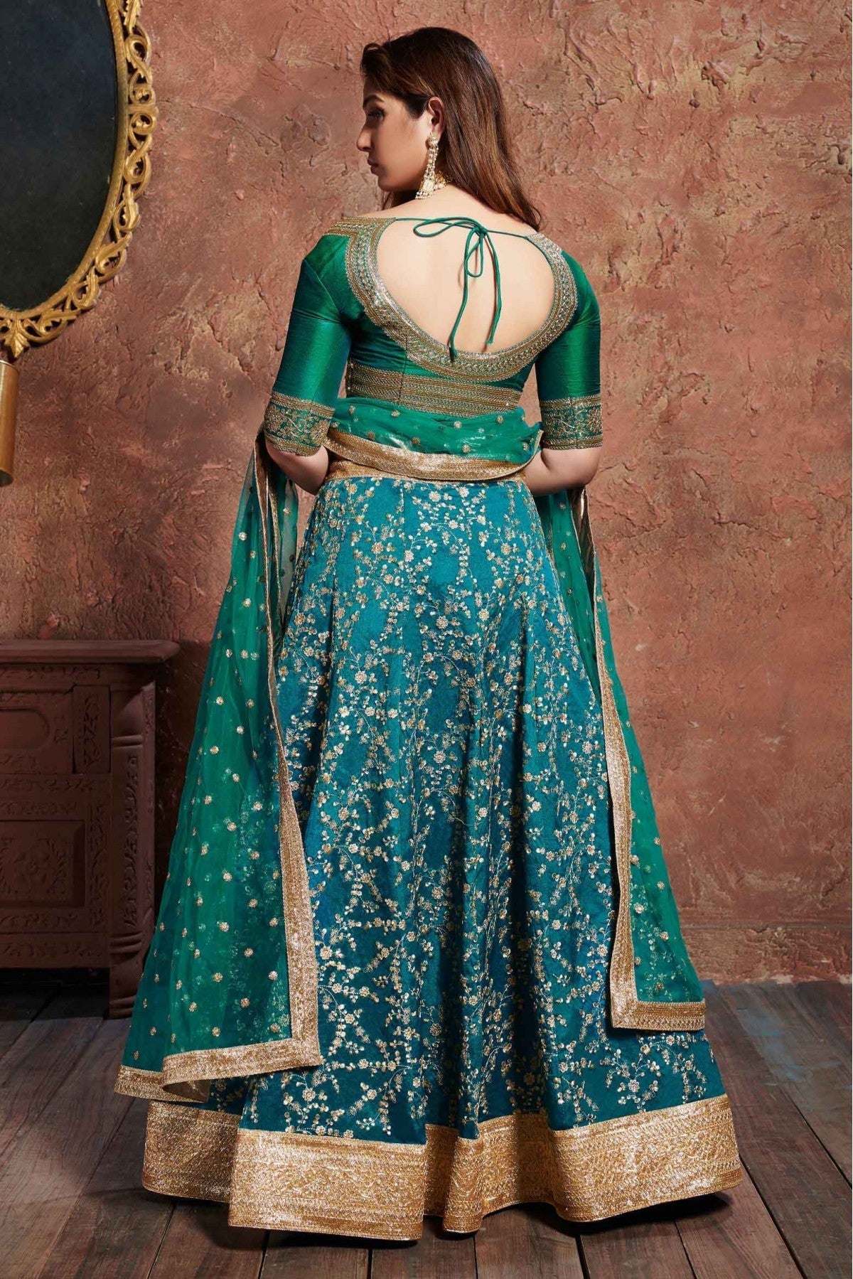 Teal Colour Art Silk Lehenga Choli