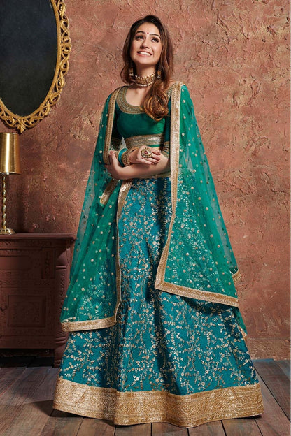 Teal Colour Art Silk Lehenga Choli