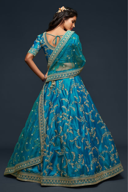 Teal and Blue Colour Art Silk Lehenga Choli