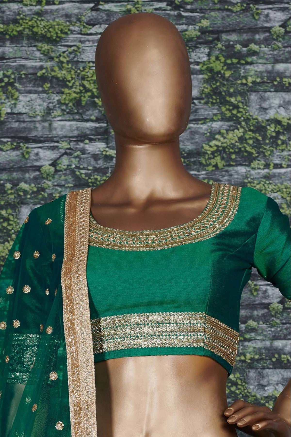 Teal and Green Colour Mulberry Silk Lehenga Choli