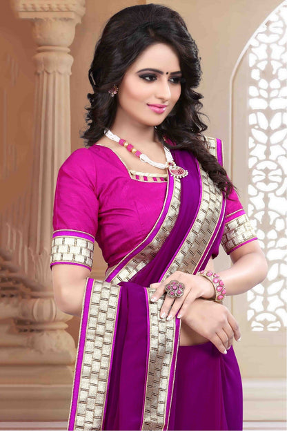 Violet Colour Georgette Saree