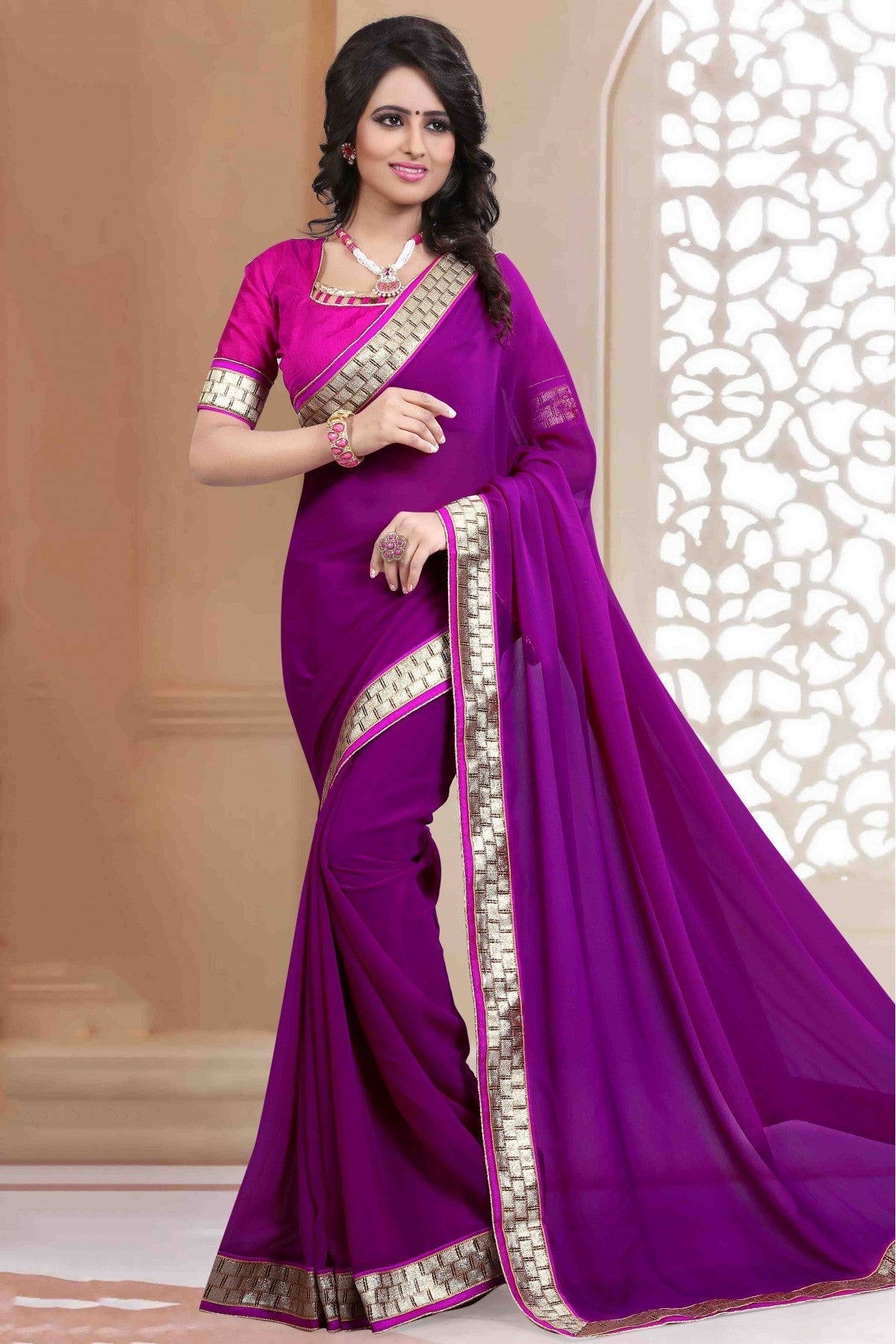 Violet Colour Georgette Saree