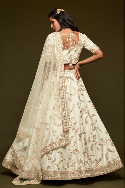 White Colour Art Silk Lehenga Choli