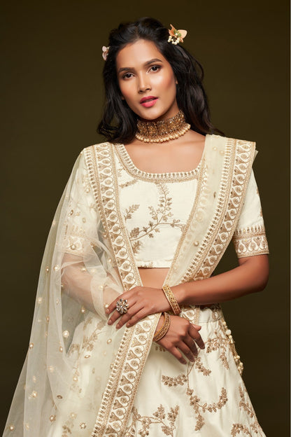 White Colour Art Silk Lehenga Choli