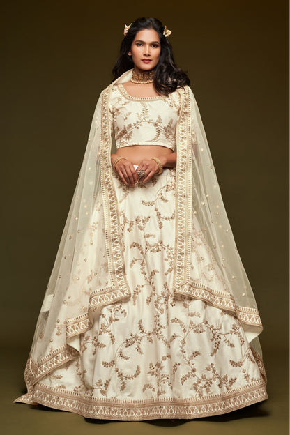 White Colour Art Silk Lehenga Choli