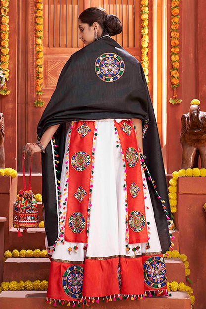 White Colour Art Silk Navratri Lehenga Choli