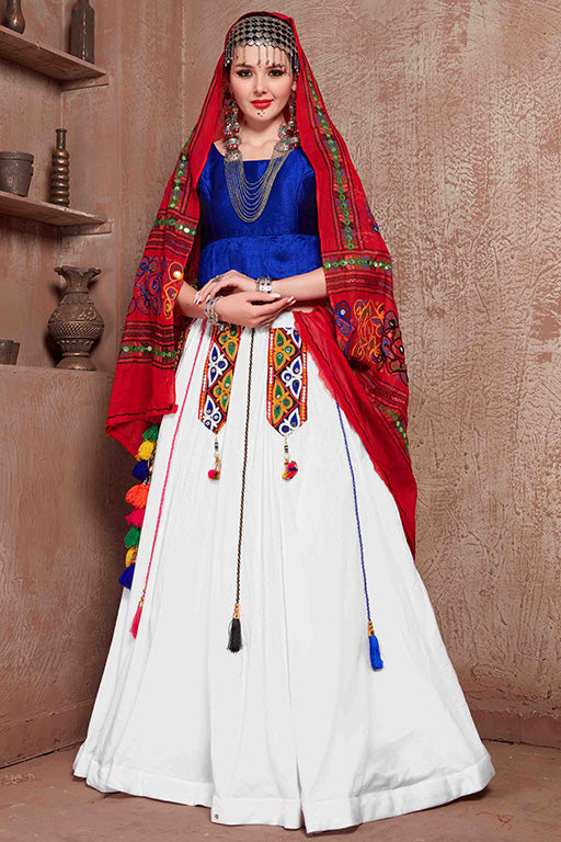 White Colour Cotton Navratri Lehenga Choli