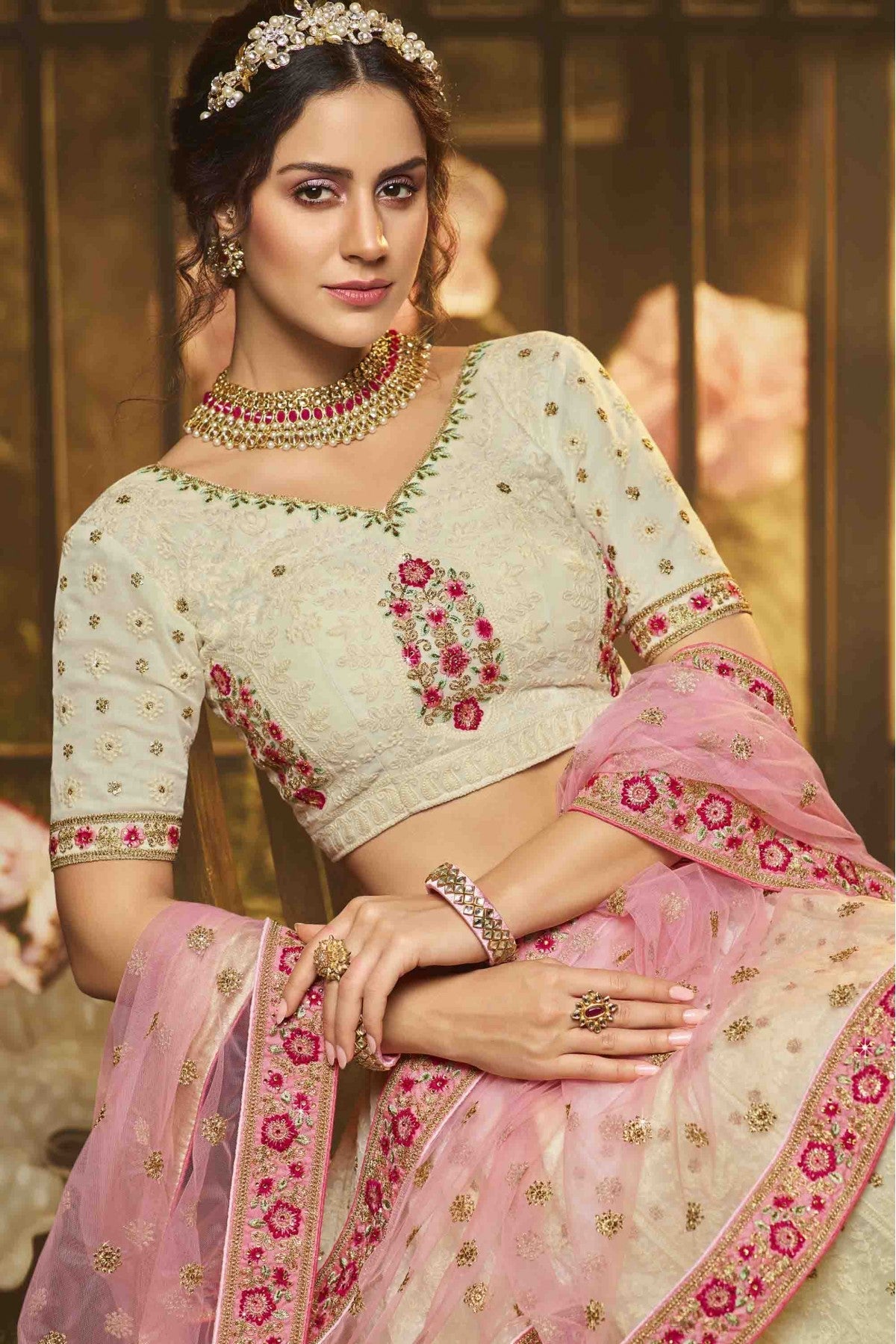 White Colour Georgette Embroidery Lehenga Choli