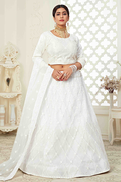 White Colour Net Designer Lehenga Choli