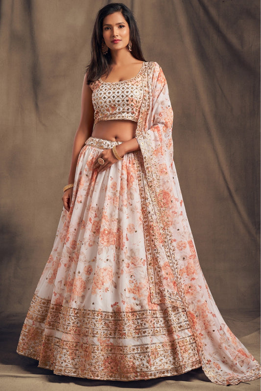 White Colour Organza Lehenga Choli