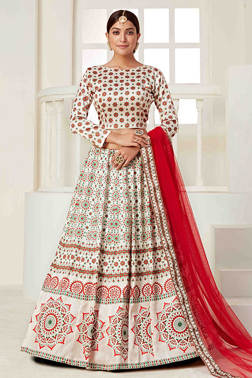 White Colour Silk Designer Lehenga Choli