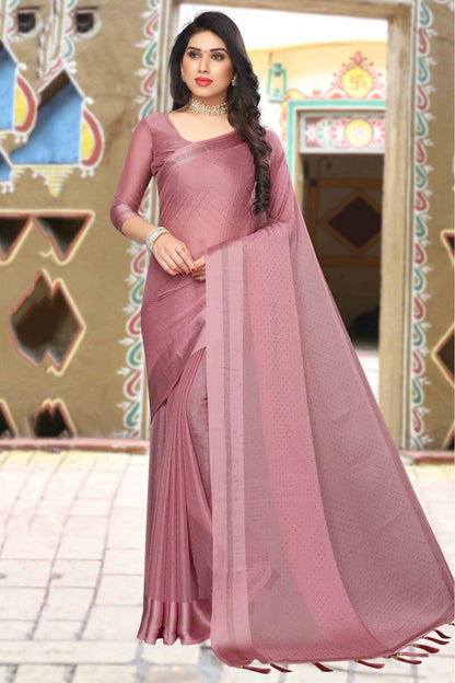 Wine Colour Satin Designer Saree