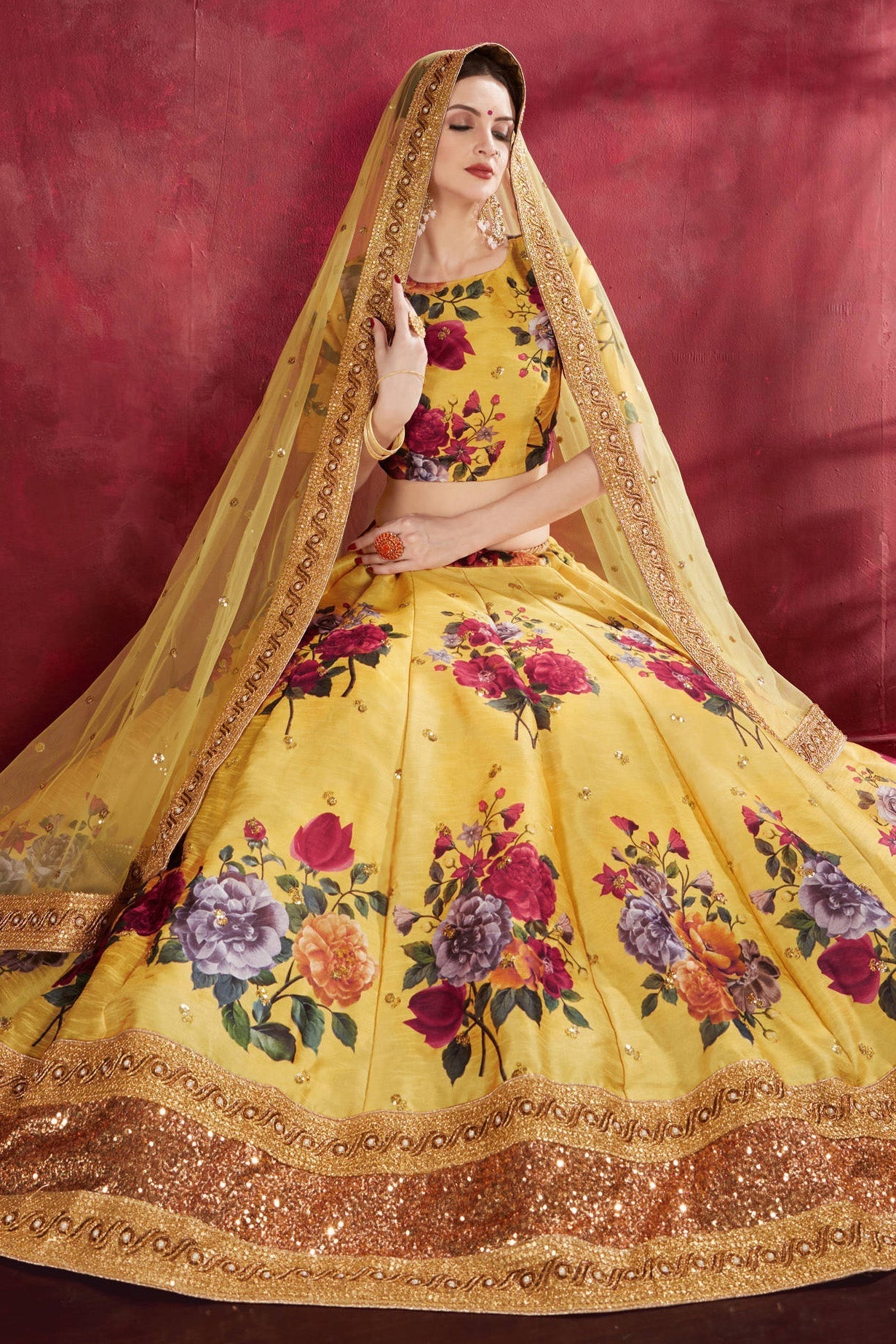 Yellow Banglori Silk Designer Lehenga Choli