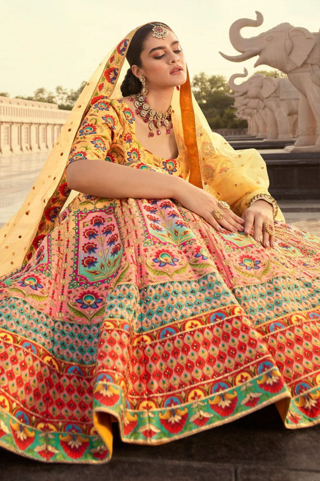 Yellow Colour Art Silk Embroidery Lehenga Choli VSLC1150124