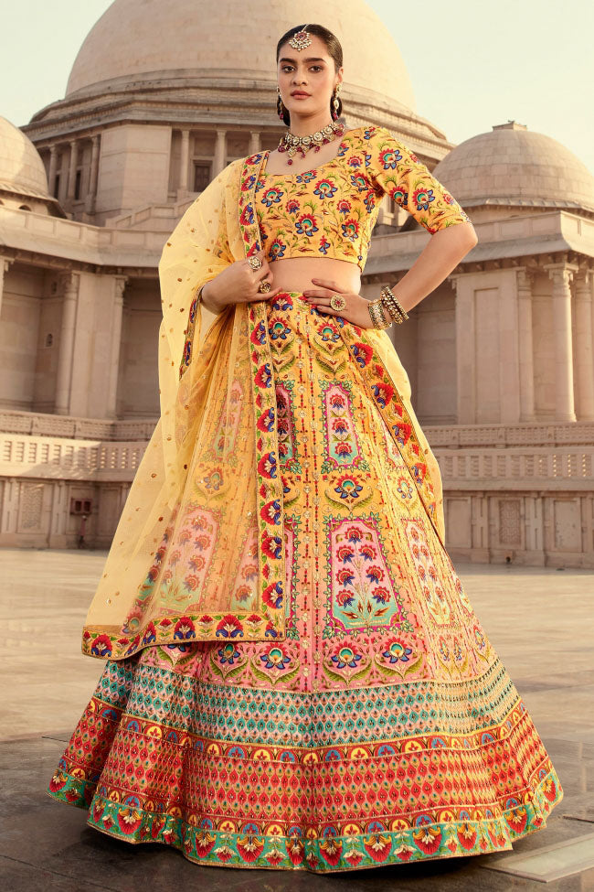 Yellow Colour Art Silk Embroidery Lehenga Choli VSLC1150124