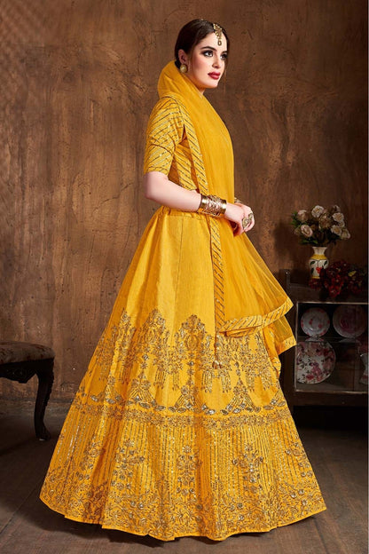 Yellow Colour Art Silk Lehenga Choli