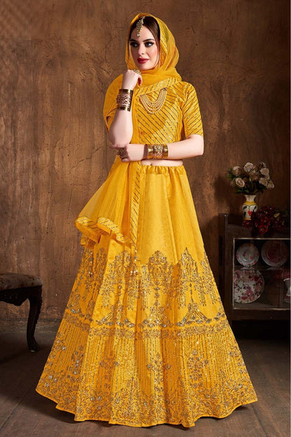 Yellow Colour Art Silk Lehenga Choli