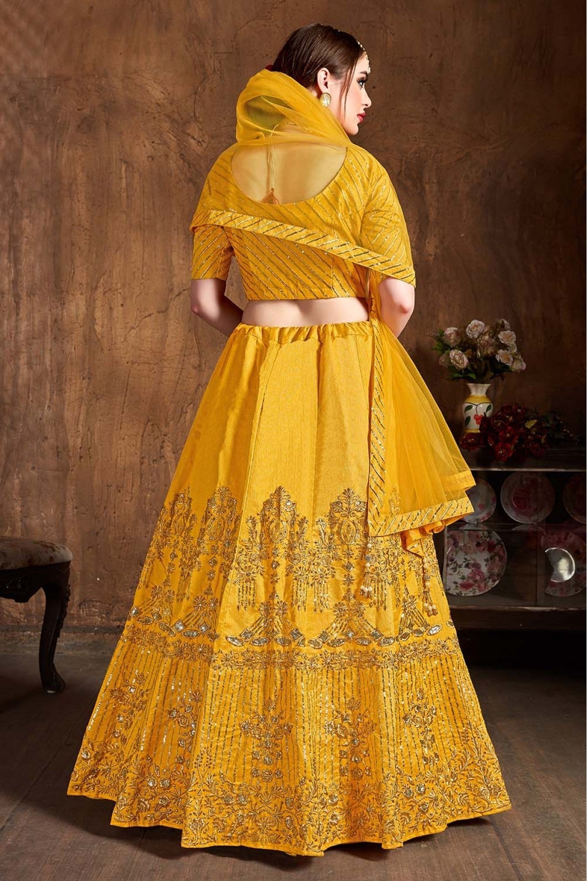 Yellow Colour Art Silk Lehenga Choli