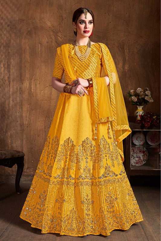 Yellow Colour Art Silk Lehenga Choli