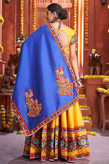 Yellow Colour Art Silk Navratri Lehenga Choli