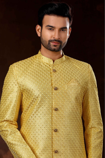 Yellow Colour Art Silk Sherwani VSSH1040366