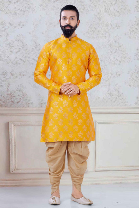 Yellow Colour Banarasi Festival Wear Dhoti Kurta VSKP1130076