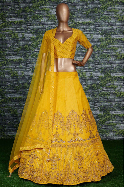 Yellow Colour Banglory Silk Lehenga Choli VSLC1010043