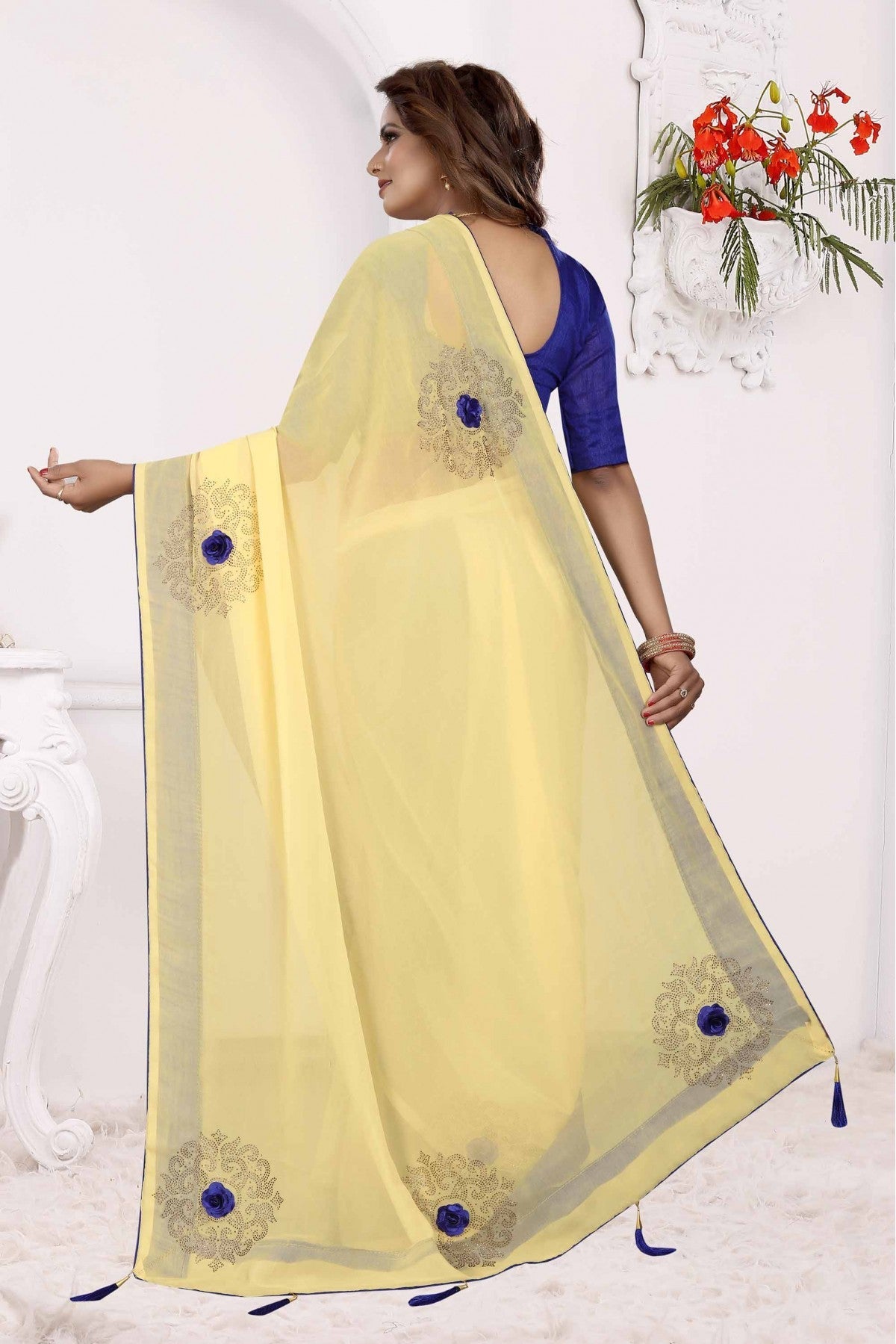 Yellow Colour Georgette Traditional Saree