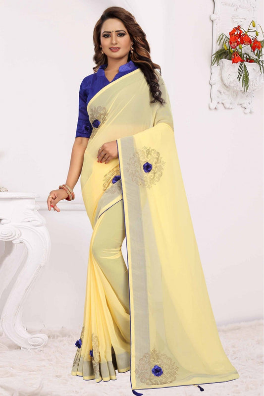 Yellow Colour Georgette Traditional Saree