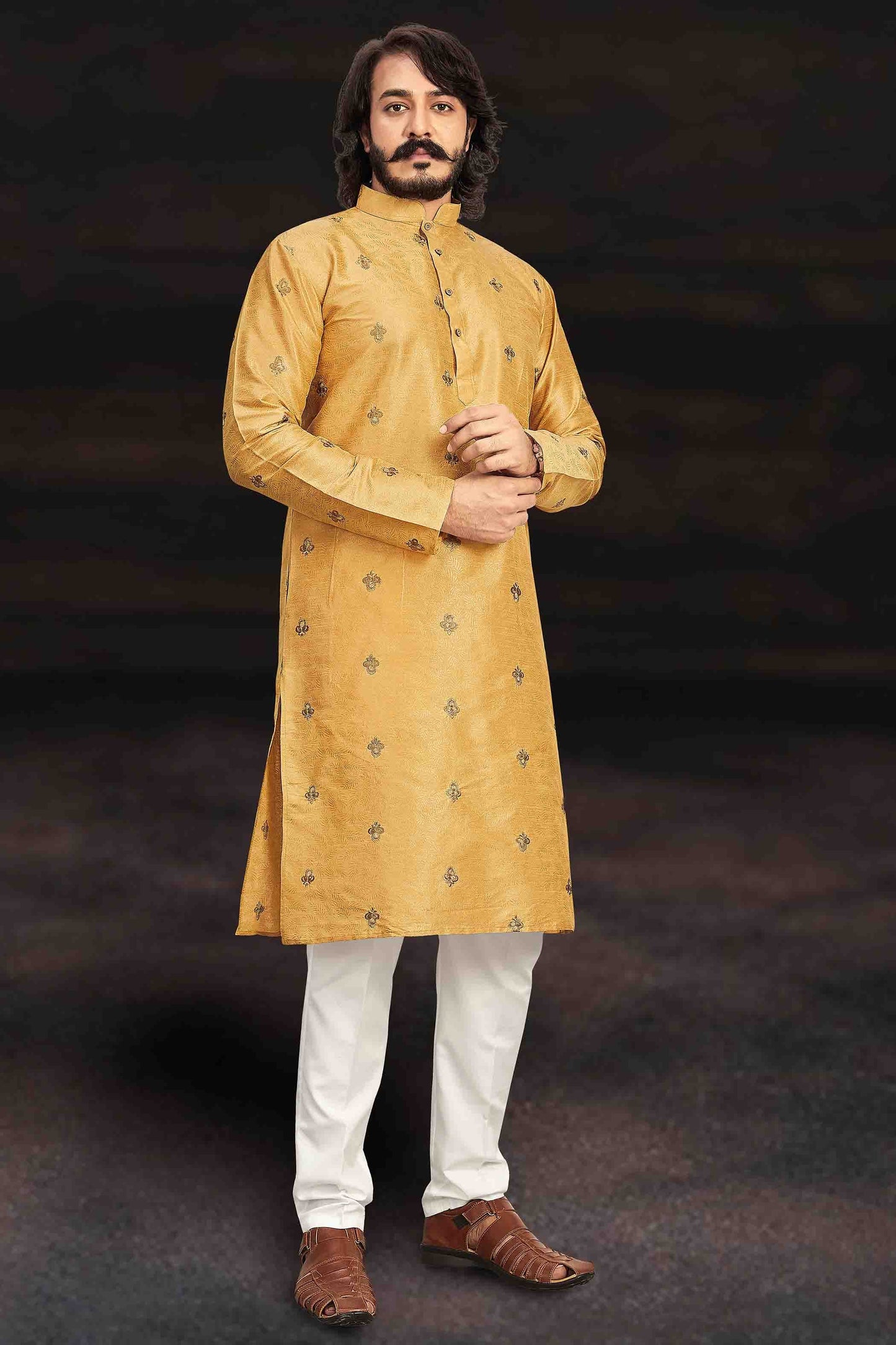 Yellow Colour Kurta Pajama In Art Silk VSKP1210004