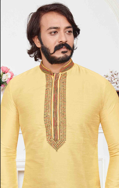 Yellow Colour Kurta Pajama In Art Silk VSKP1210097