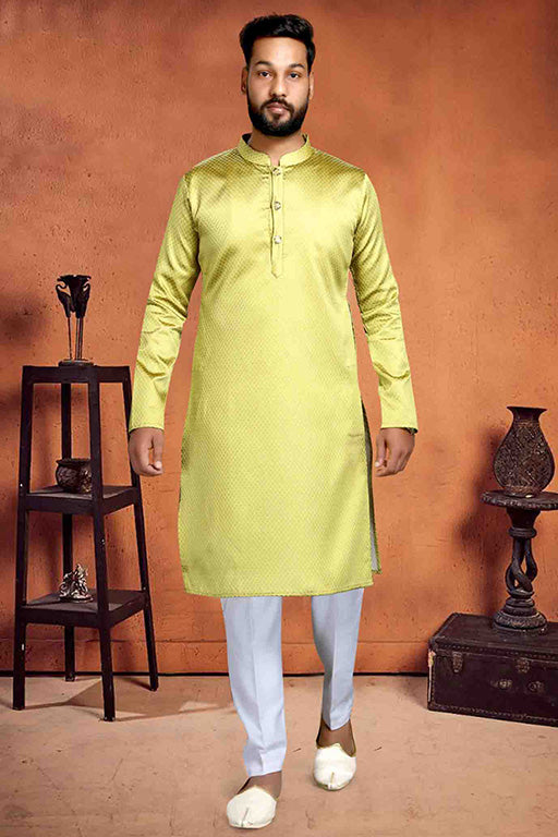 Yellow Colour Kurta Pajama In Brocade VSKP1210221