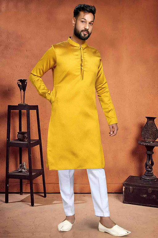 Yellow Colour Kurta Pajama In Brocade VSKP1210223