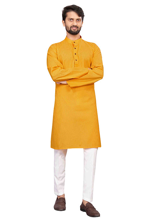 Yellow Colour Kurta Pajama In Cotton VSKP1210195