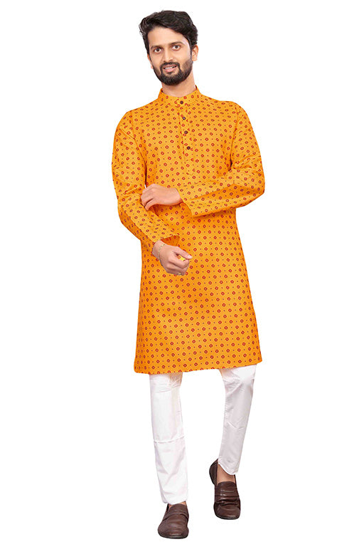 Yellow Colour Kurta Pajama In Cotton VSKP1210200