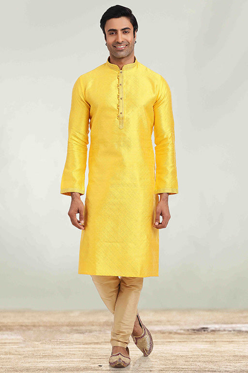 Yellow Colour Kurta Pajama In Jacquard VSKP1210282